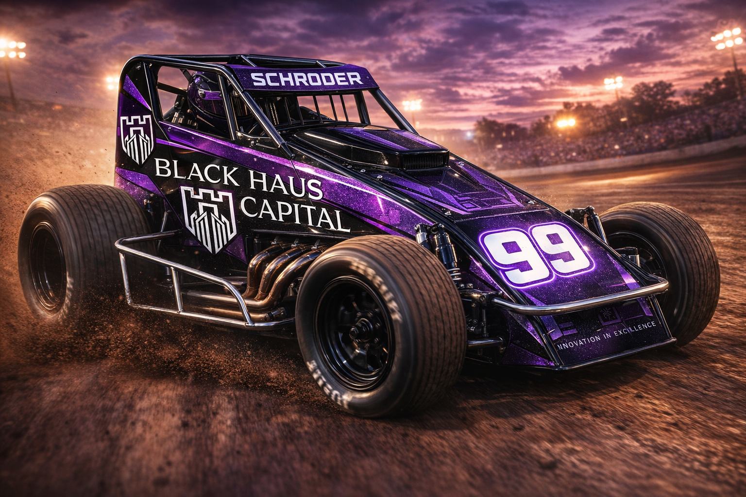 Black Haus Capital purple concept render of Car 99 midget for Chili Bowl